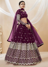 Elegant Georgette Lehenga Choli in Wine
